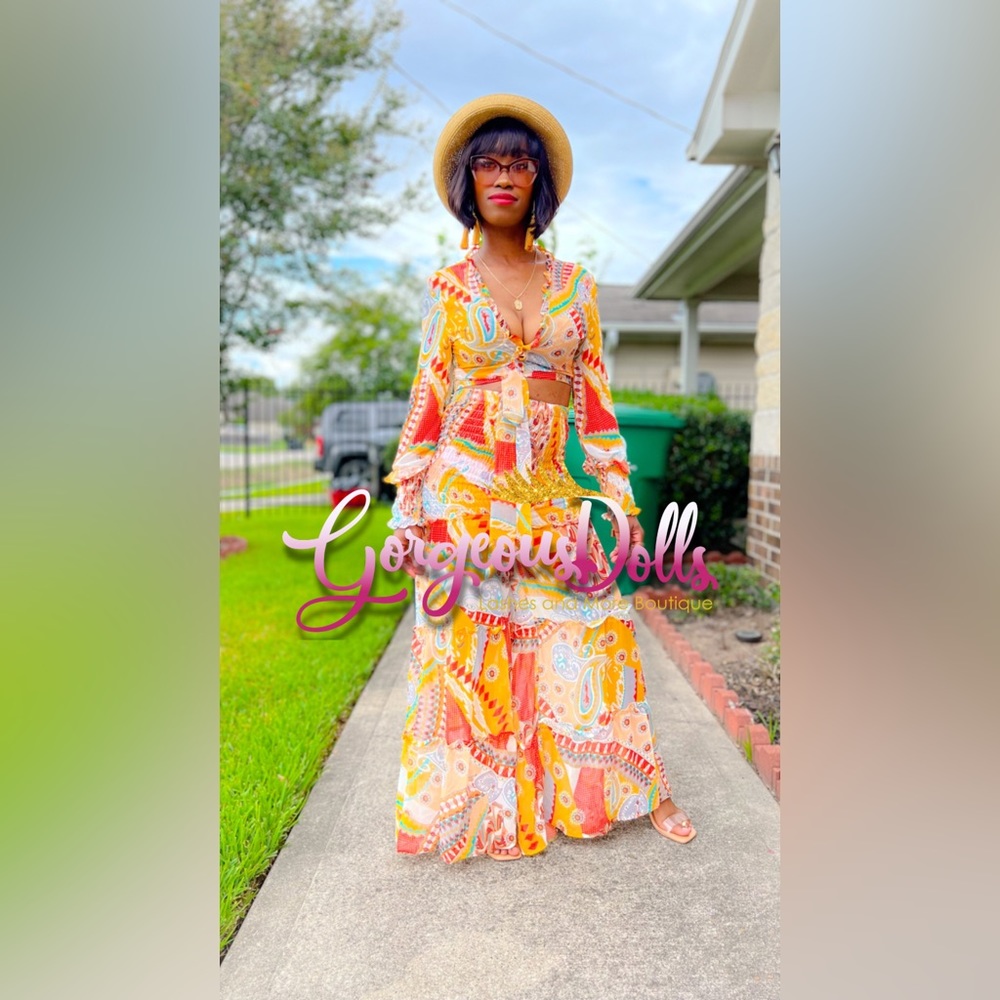 Gorgeous Dolls Zana Bohemian Tie Up Maxi Pants Set